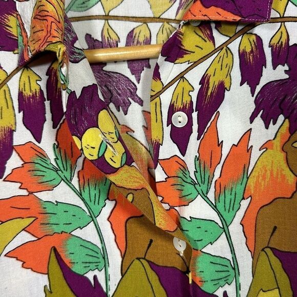 DANIEL HECHTER Unisex Tropical Short Sleeve Button Down Shirt White Size Large - Picture 9 of 14